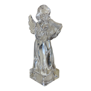 Mikasa Herald Collection 8" Crystal Cherub Angel Playing Harp Christmas Decor