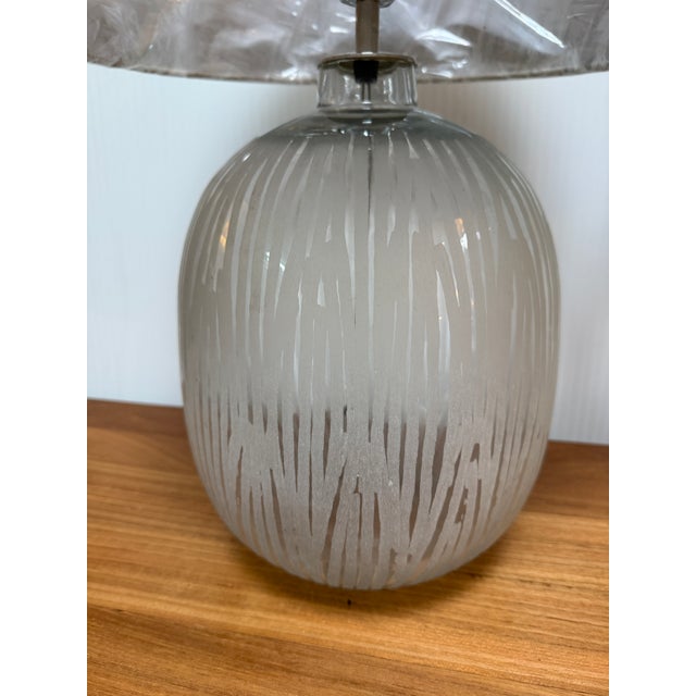 Glass Etched Glass Table Lamps, Pair For Sale - Image 7 of 12
