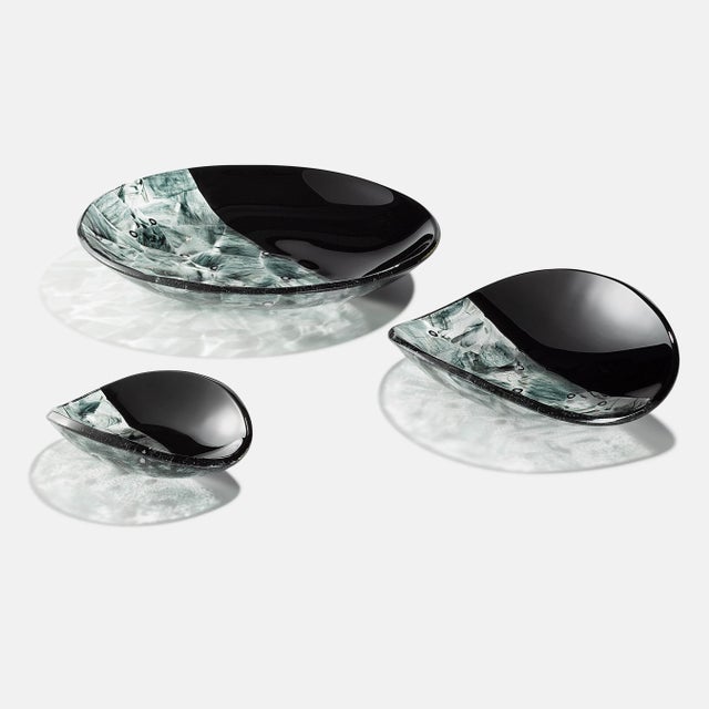 Murano Glass Black Baccan Centerpieces by Stefano Birello for VeVe Glass, 2019, Set of 3 For Sale - Image 6 of 6