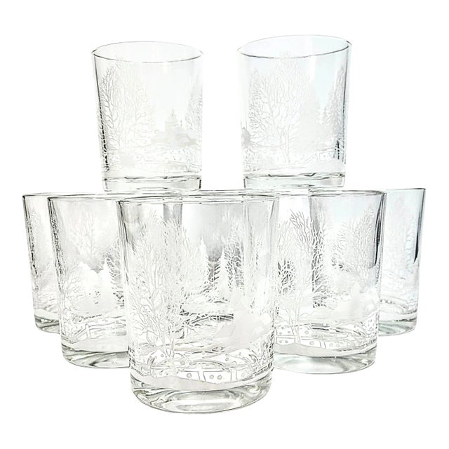 Snowy Double Old Fashioned Glasses- Set of Eight For Sale