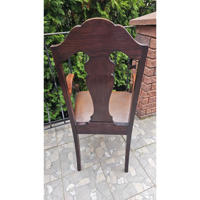 Brown Art Nouveau Wooden Desk Chair For Sale - Image 8 of 11