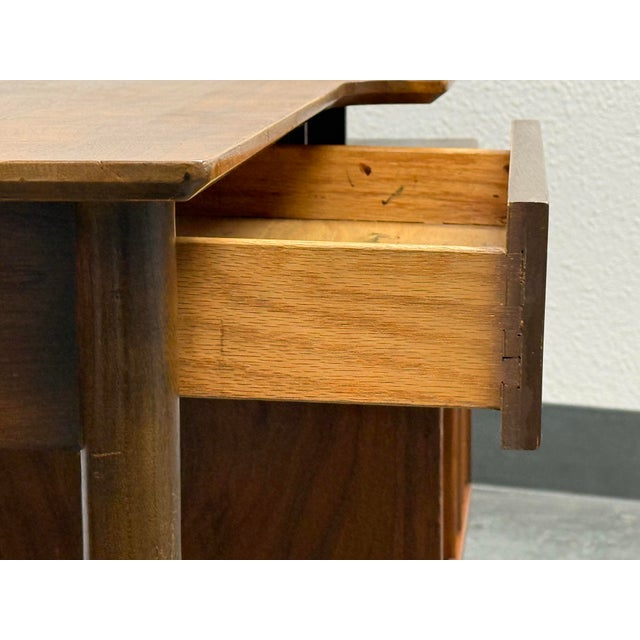 Hooker Furniture Mainline Collection Two-Tiered Walnut Desk, Vintage For Sale - Image 11 of 12