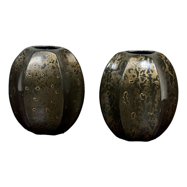 Art Deco Vases in Copperware, 1920, Set of 2 For Sale