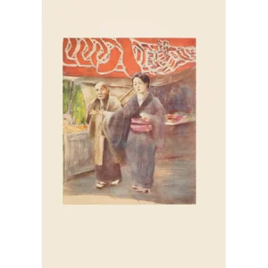 1901 Mortimer Menpes, "Youth and Age" Original Period Antique Print of Japan From London