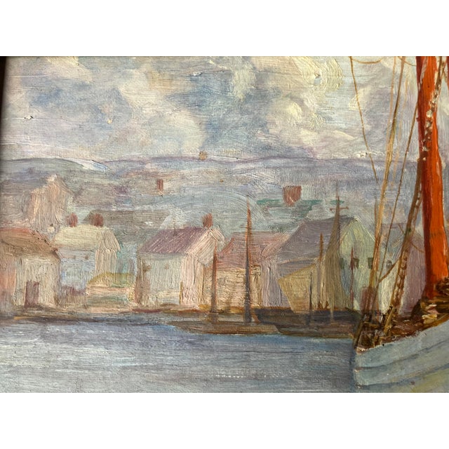 1960s Dockside Boats, Coastal Oil Painting by Sturges, Signed and Framed For Sale In Monterey, CA - Image 6 of 10