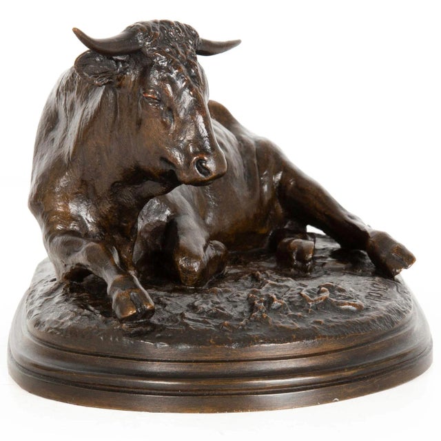 French Circa 1880 French Antique Bronze Sculpture “Resting Bull” by Rosa Bonheur For Sale - Image 3 of 12