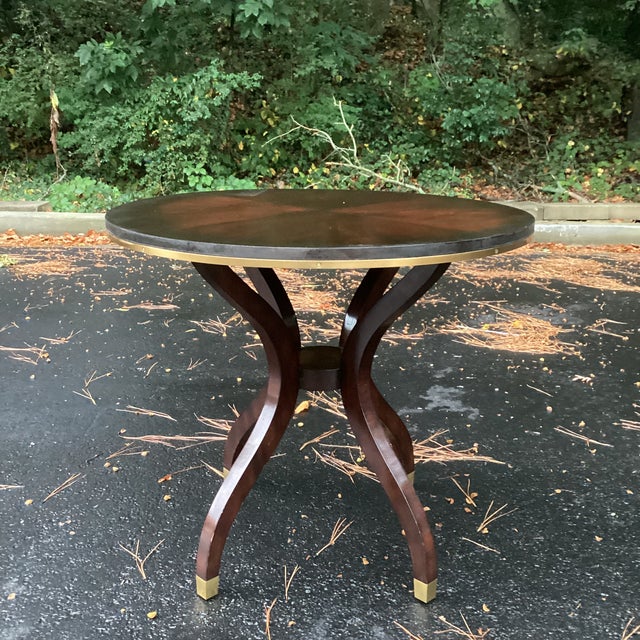 Modern Ralph Lauren Mahogany Finish Occasional Table With Brass Details For Sale - Image 3 of 5