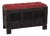 English Bench with Wood Carvings and Red Fabric Padded Seat For Sale