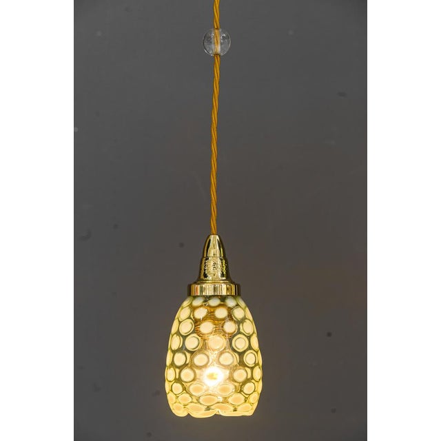 Art Deco Pendant with Original Antique Opaline Glass Shade, Vienna, 1920s For Sale - Image 9 of 14