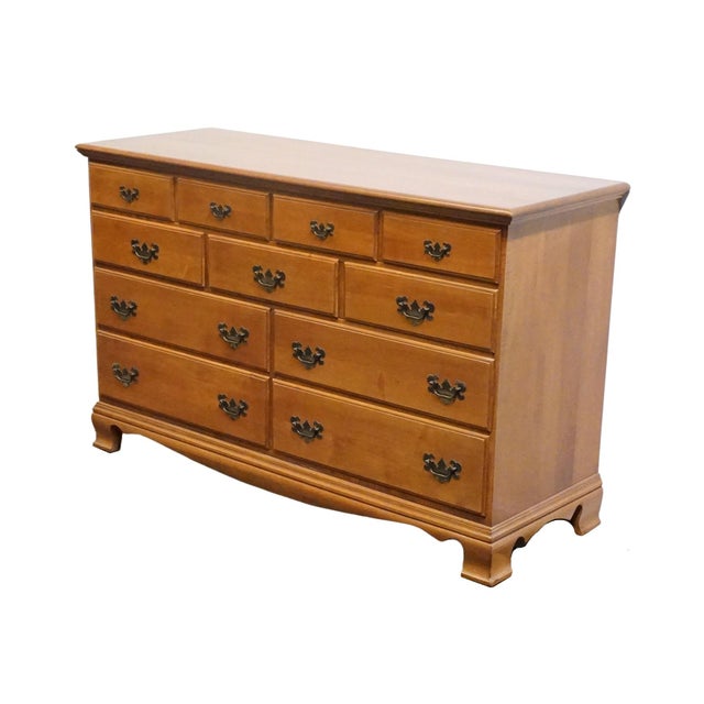 HIGH END VINTAGE Solid Hard Rock Maple Early American Colonial 56" Double Dresser 5012 35.25" High 56" Wide 19" Deep We...