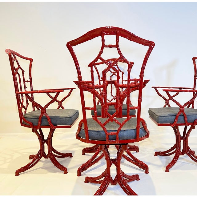 Red 1960s Chinoiserie Chippendale Outdoor Dining Set For Sale - Image 8 of 16