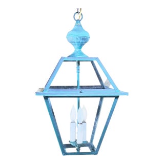 Exquisite Vintage Verdigris Solid Brass & Hanging Lantern / Chandelier For Sale
