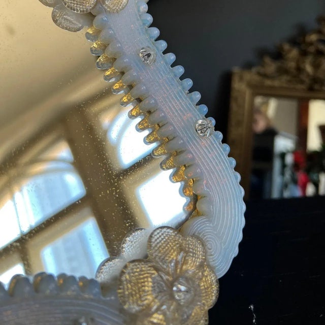 Blue Vintage Venetian Murano Glass Frame Makeup Mirror, 1940s For Sale - Image 8 of 11