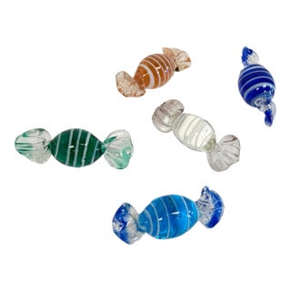 Vintage Blown Glass Murano Style Candies, Set of 5 For Sale