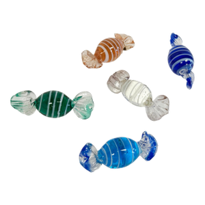 Vintage Blown Glass Murano Style Wrap Candies, Set of 5
