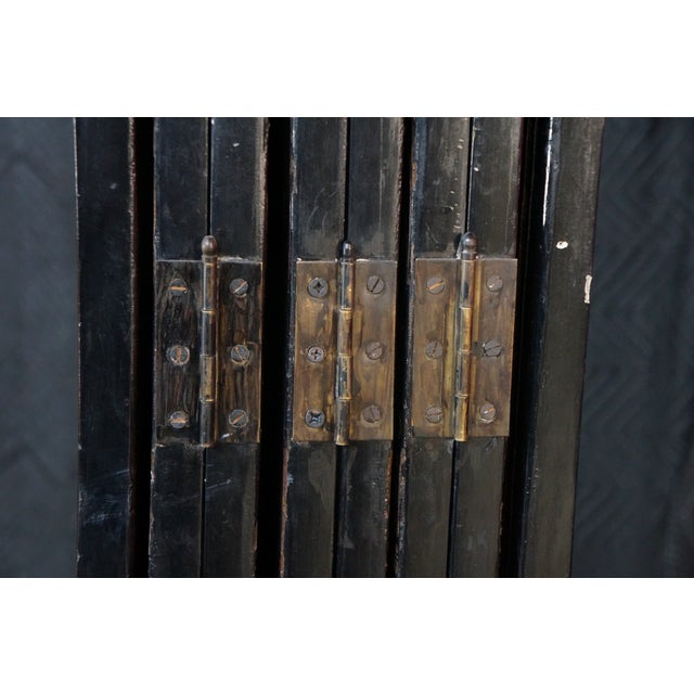 Vintage Chinoiserie Black Lacquer 8 Panel Folding Screen Room Divider 144" For Sale - Image 16 of 18