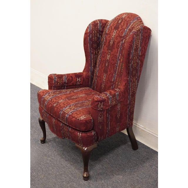 Ethan Allen Ethan Allen Red Upholstered Traditional Sussex Wingback Accent Arm Chair 20-7517 For Sale - Image 4 of 12