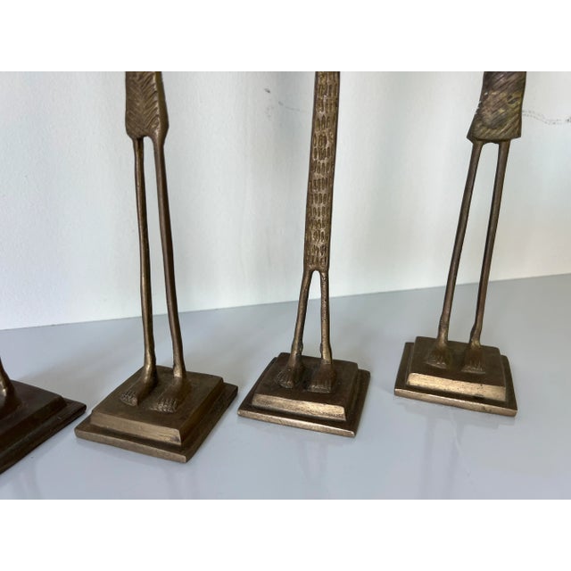 Metal Vintage Elongated African Tribal Bronze Statues - Set of 4 For Sale - Image 7 of 13