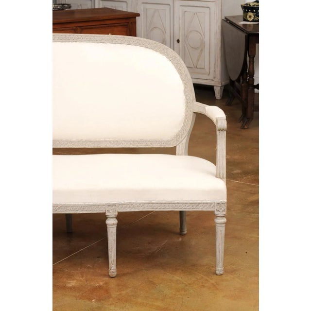 White Swedish Neoclassical Period 1780s Painted Sofa with Carved Guilloche Frieze For Sale - Image 8 of 12