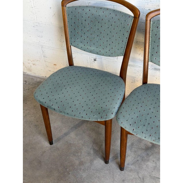Wood Vintage Danish Teak Dining Chairs Set of 2 Mid Century Modern Upholstered Chairs For Sale - Image 7 of 10