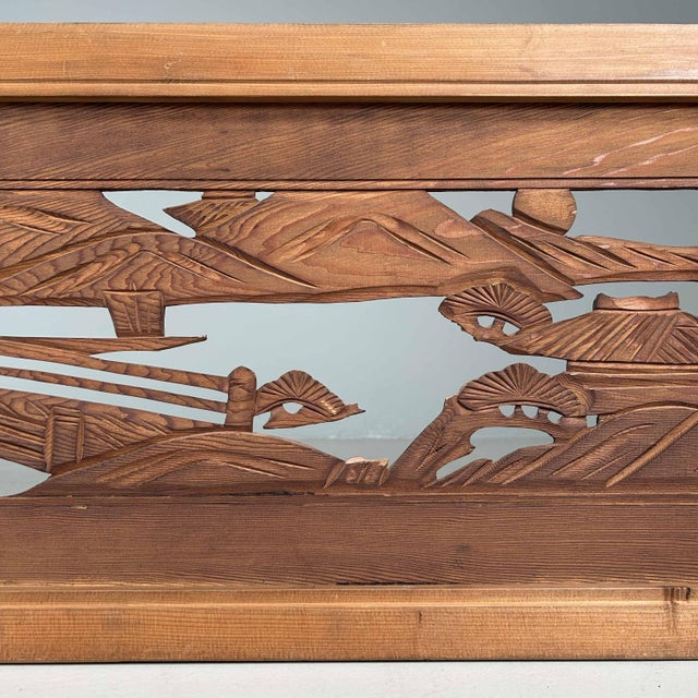 Wooden Ranma Temple Mountain Landscape, Japan, 1920s For Sale - Image 4 of 15