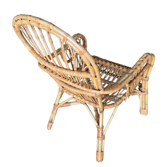 1960s Restored Franco Albini Style Stick Reed Rattan Lounge Chair For Sale - Image 5 of 5