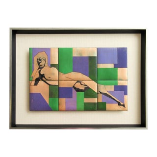 Mid Century Modern Enamel on Copper Nude For Sale