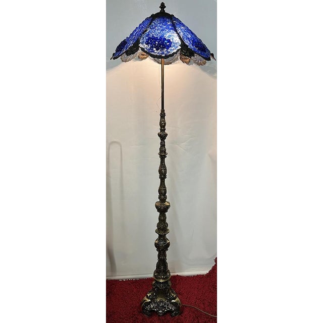 Brass Floor Lamp with Glass Shade, 1950s For Sale - Image 13 of 15