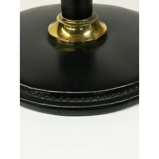 Italian Black Leather Table Lamp in the Style of Jacques Adnet For Sale - Image 6 of 8