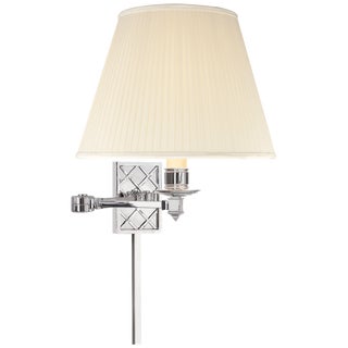 Alexa Hampton for Visual Comfort Signature Gene Swing Arm in Polished Nickel with Silk Shade For Sale