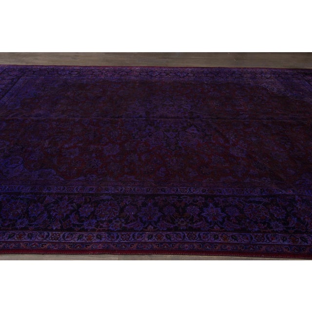 Early 20th Century Early 20th Century Vintage Purple Overdyed Distressed Handmade Wool Rug For Sale - Image 5 of 7