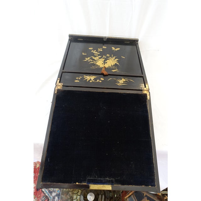 Asian Black and Gold Lacquer Writing Case For Sale - Image 4 of 5