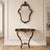 Prestigious and elegant furniture set comprising a wall-mounted console table with a marble top and a matching mirror in...