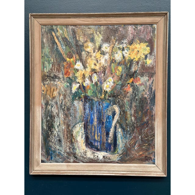 Sven Age, Flowers in Blue Vase, 1950s, Oil on Panel, Framed For Sale - Image 12 of 18
