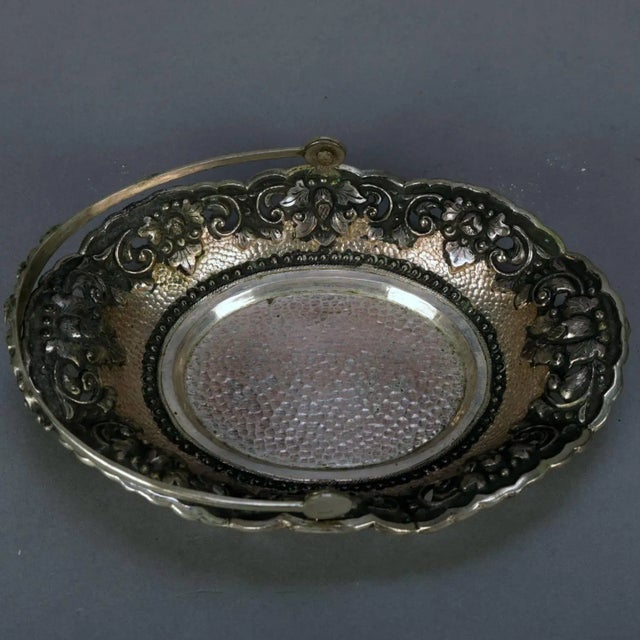 Late 19th Century Antique Continental .800 Silver Reticulated Floral Repousse Bridal Basket 4.9toz For Sale - Image 5 of 11