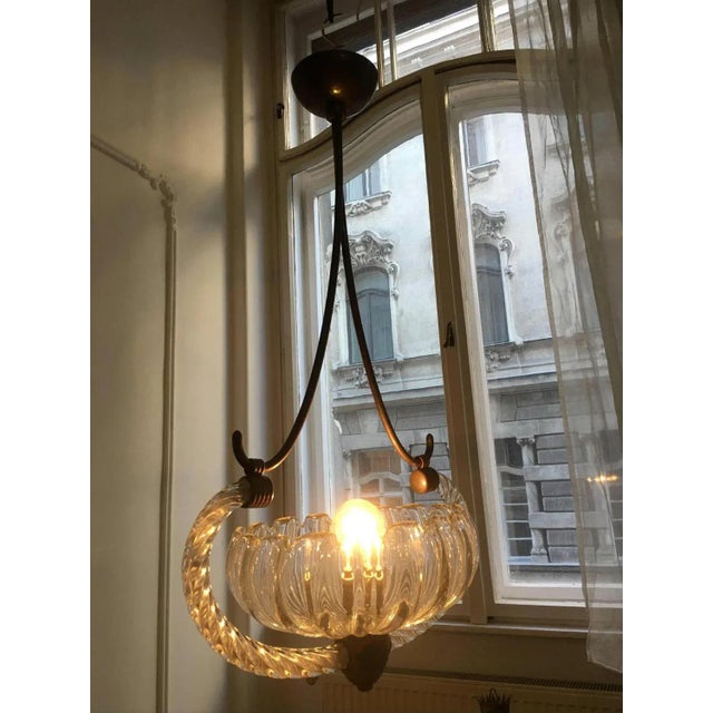 Art Deco Italian Chandelier attributed to Ercole Barovier, Murano, 1940s For Sale - Image 6 of 11