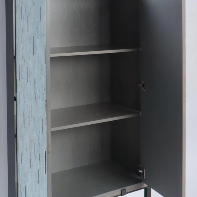 1980s A Stylish Cerused Oak Cabinet With Mosaic Glass Doors C 1980s For Sale - Image 5 of 7