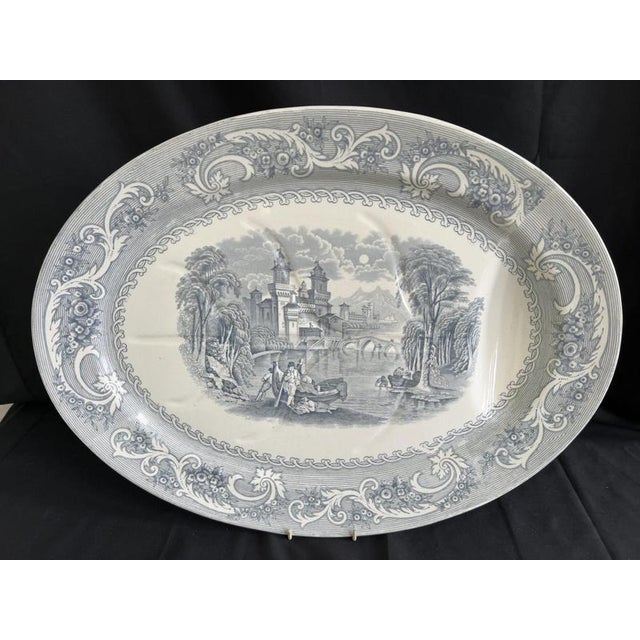Blue Antique English Blue and White Stoneware Meat Platters, Set of 4 For Sale - Image 8 of 18