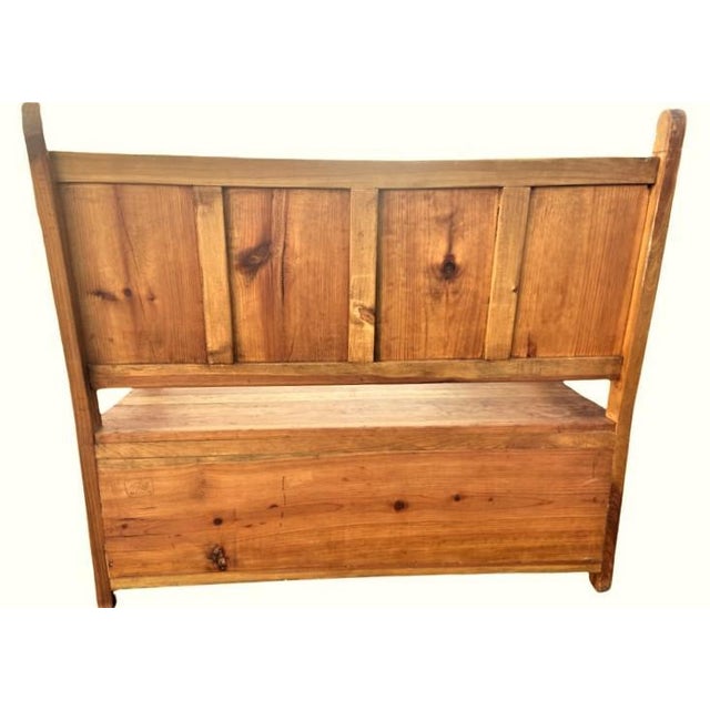 Mexican Rustic High Back Bench With Storage Drawers Early 21st