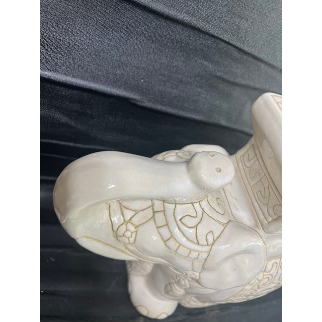 Vintage Elephant White Ceramic Glazed Stand Planter For Sale - Image 9 of 12