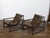 Pair of Mid 20th Century Industrial Iron Sling Transat Chairs with Brown Leather For Sale In Atlanta - Image 6 of 12