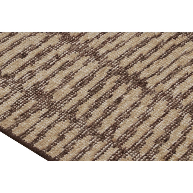Rug & Kilim’s Custom Abstract Rug With Beige-Brown Striped Geometric Patterns For Sale In New York - Image 6 of 7