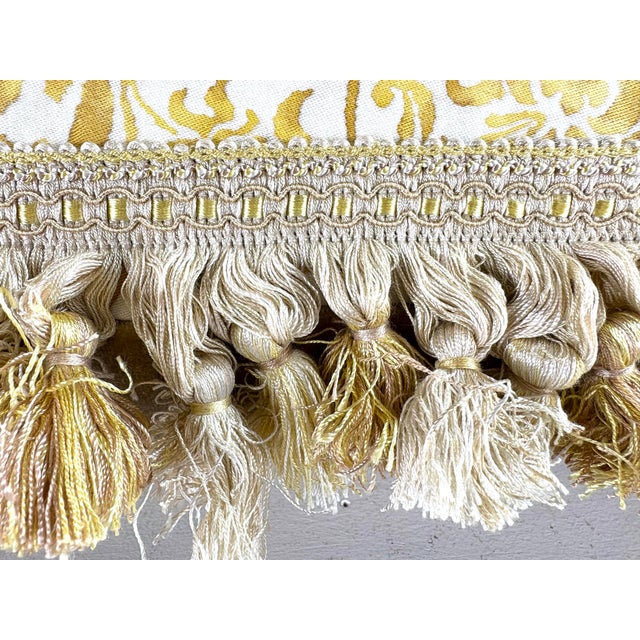 This is a pair of tasseled Fortuny floral pillows. This vintage Italian floral Fortuny fabric is in beautiful tones of...