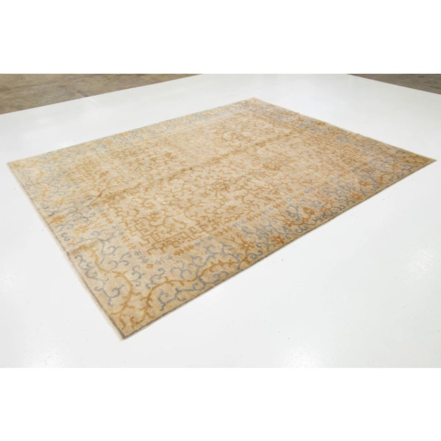 Contemporary Sino Wool Rug Handmade in Beige Allover Pattern For Sale - Image 4 of 10