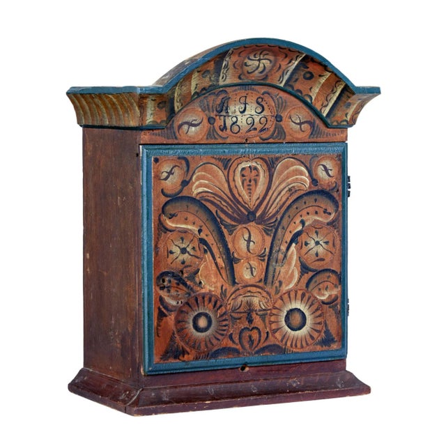 Maroon Swedish Painted Wall Cupboard For Sale - Image 8 of 8