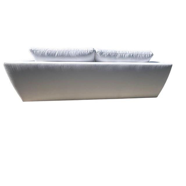 Rh Monza Bench-Cushion Sofa – 8’ Luxe Depth in White Performance Linen Weave (Made in Italy) For Sale - Image 10 of 15