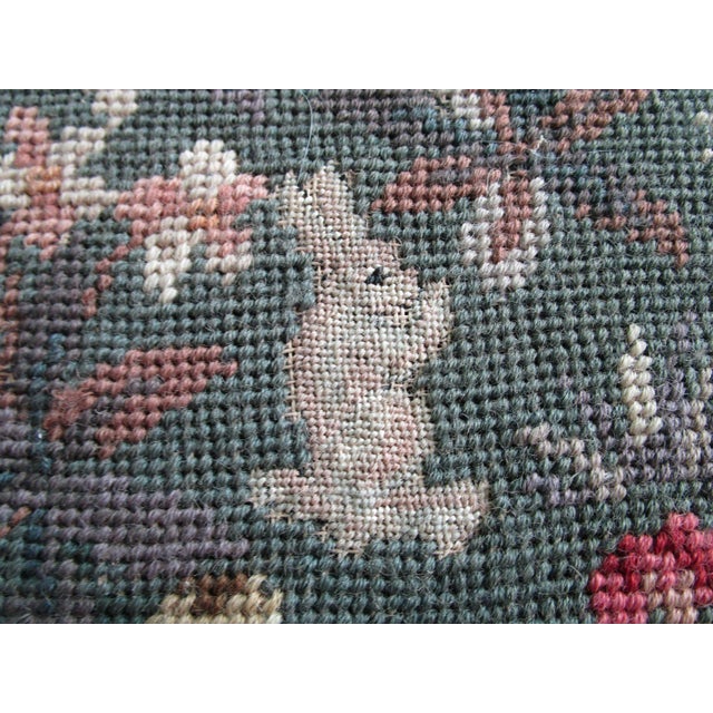 Textile Medieval Lady Falconer Needlepoint Art in Antique Gold Frame Guc For Sale - Image 7 of 18
