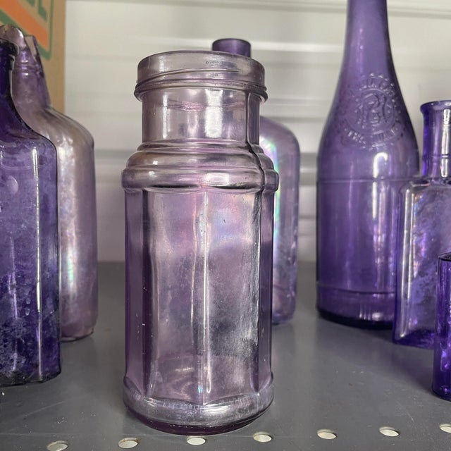 Large Collection of Antique Purple Glass Bottles- Set of 16 For Sale In Columbia, SC - Image 6 of 11