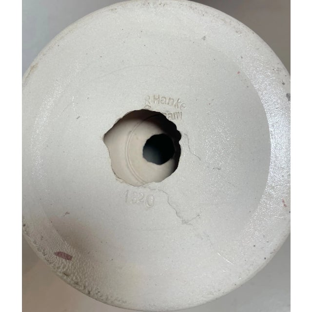 Large Antique Handmade Figural Blue Westerwald R. Hanke German Pottery Vase Jug For Sale - Image 11 of 11