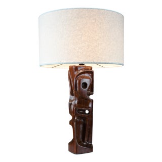 Italian Mid-Century Modern Hand-Carved Sculptural Table Lamp by Gianni Pinna, 1960s For Sale